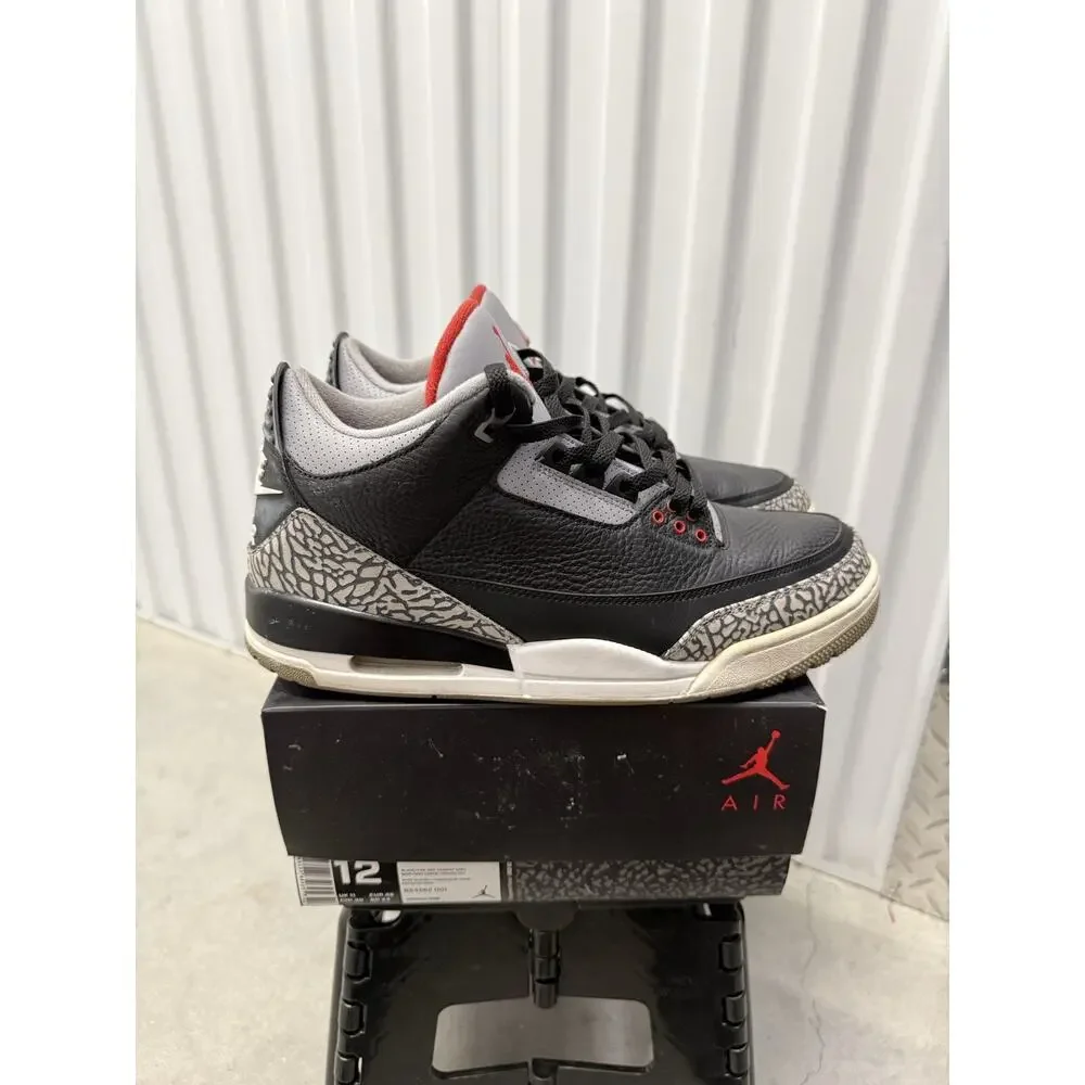 Nike Air Jordan 3 Black Cement Black Cement Size 12 Men's - 854262-001